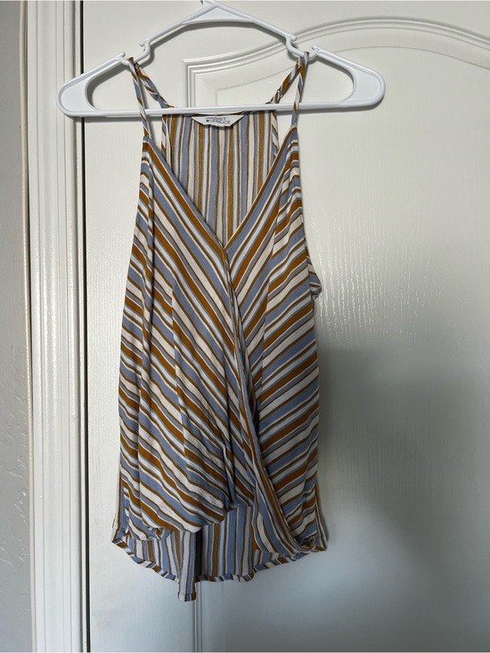 Market & Spruce Tops - Socialite Striped Surplice Tank Top - Mustard & White
